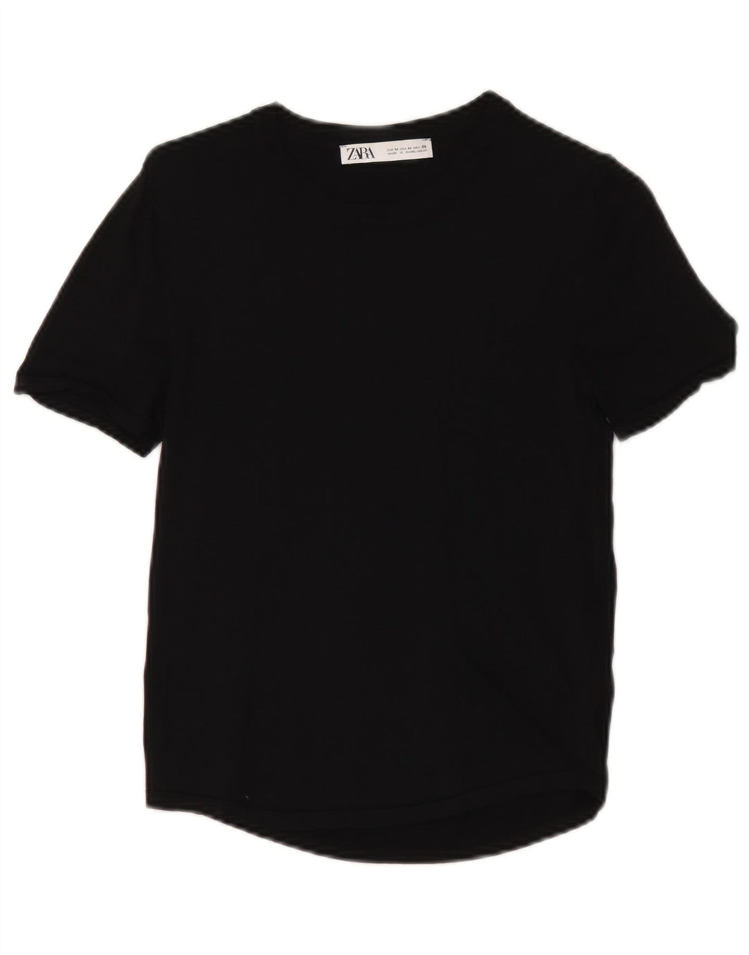 Zara Damen T-Shirt Top UK 12 Medium Schwarz Viskose