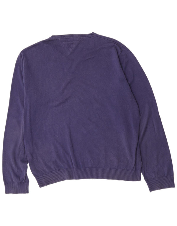 Tommy Hilfiger Herren-Pullover mit V-Ausschnitt, 2XL, Marineblau, Baumwolle