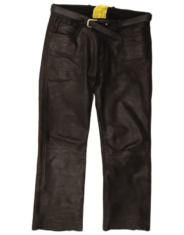 Highway 1 Herren gerade Lederhose IT 48 Medium W32 L34 Schwarz