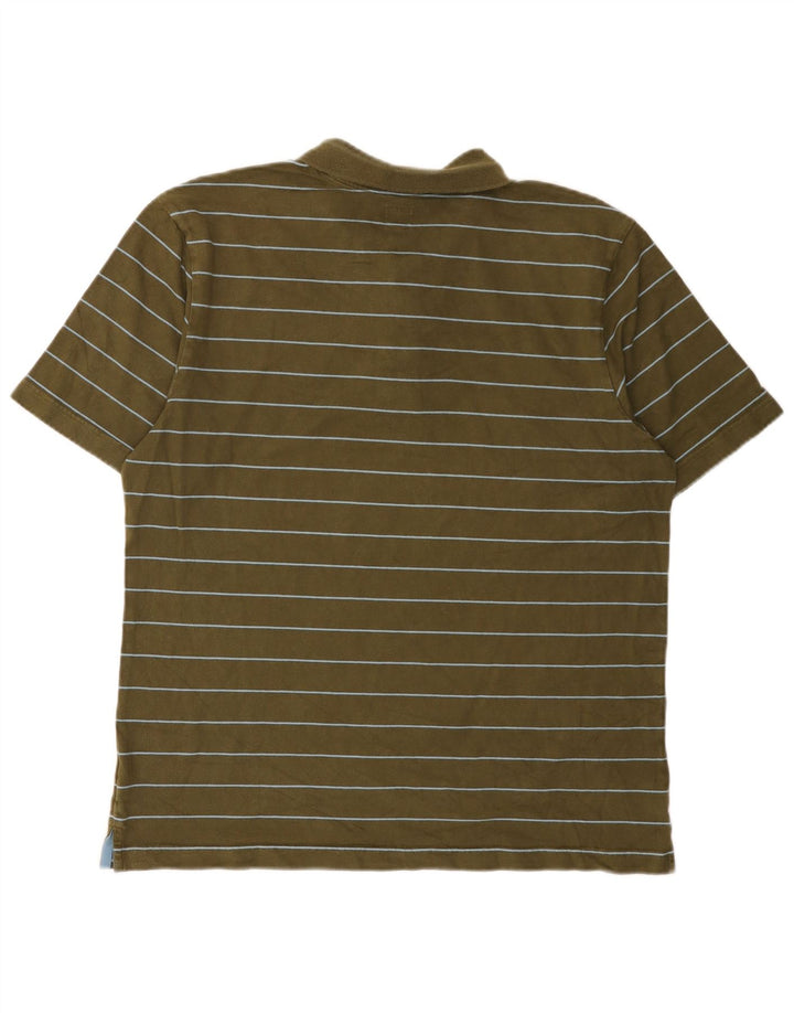 Adidas Herren-Poloshirt, groß, Khaki, gestreift