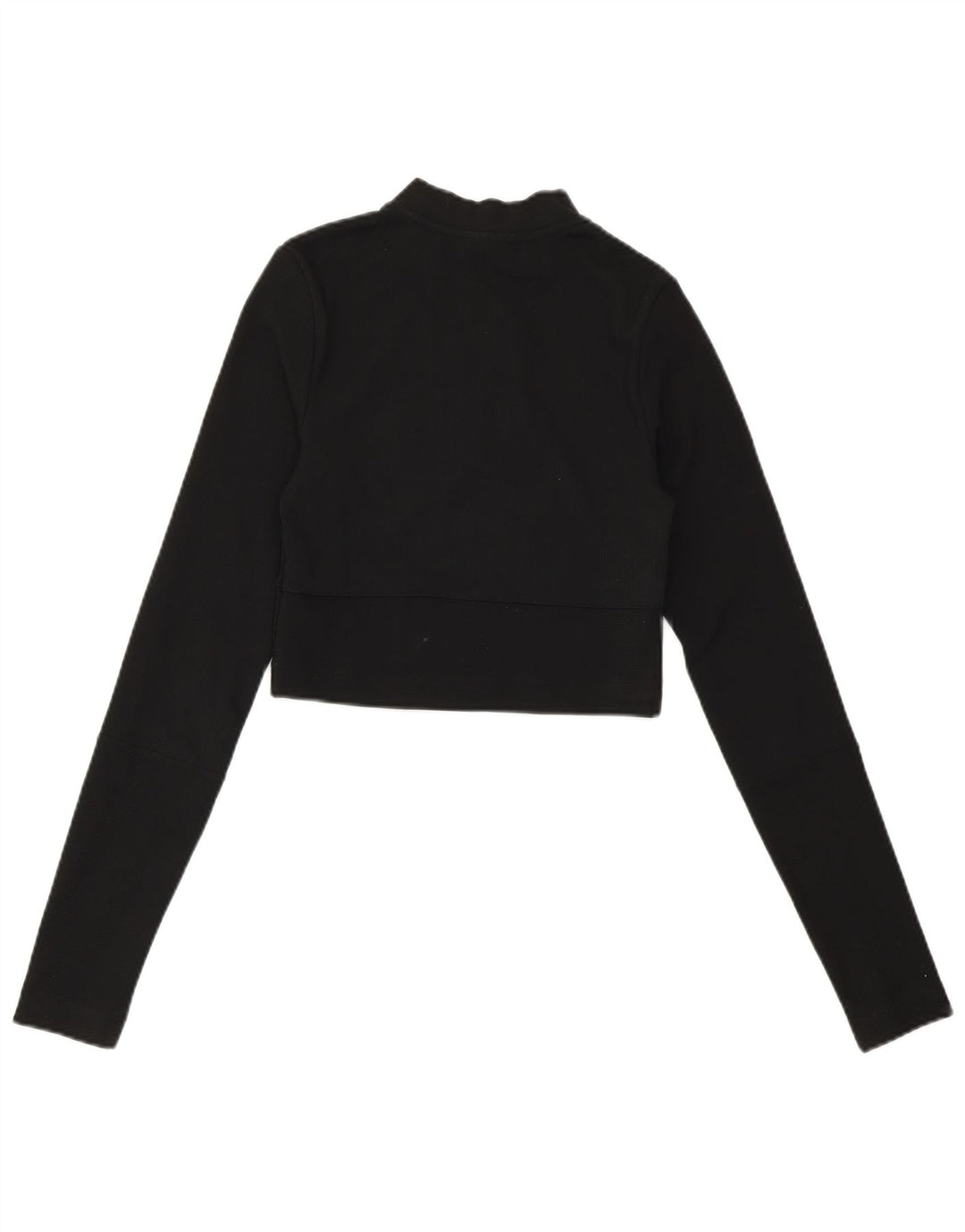 NIKE Damen Crop Zip Neck Sweatshirt Pullover UK 4 XS Schwarz Polyester