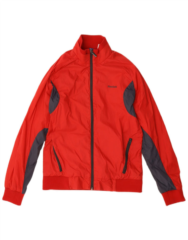 Reebok Herren-Trainingsanzugoberteil, Jacke, Größe S, Rot, Colourblock-Polyamid