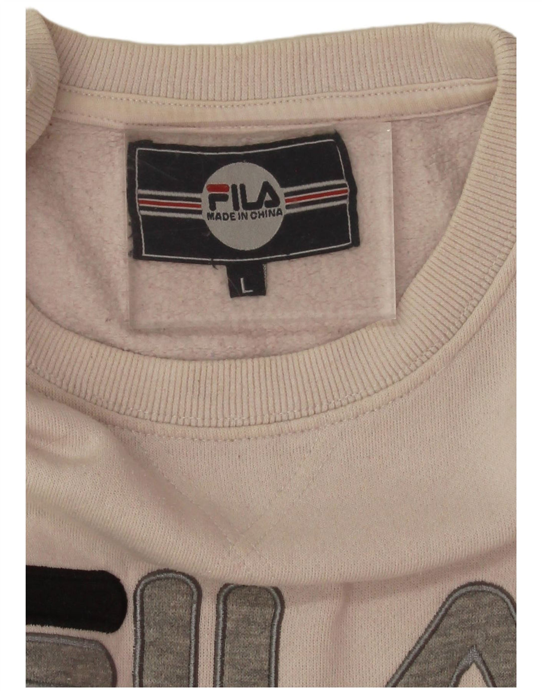 Fila Damen Übergroßer Crop-Sweatshirt-Pullover UK 16 Large Off White
