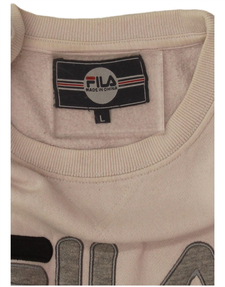 Fila Damen Übergroßer Crop-Sweatshirt-Pullover UK 16 Large Off White