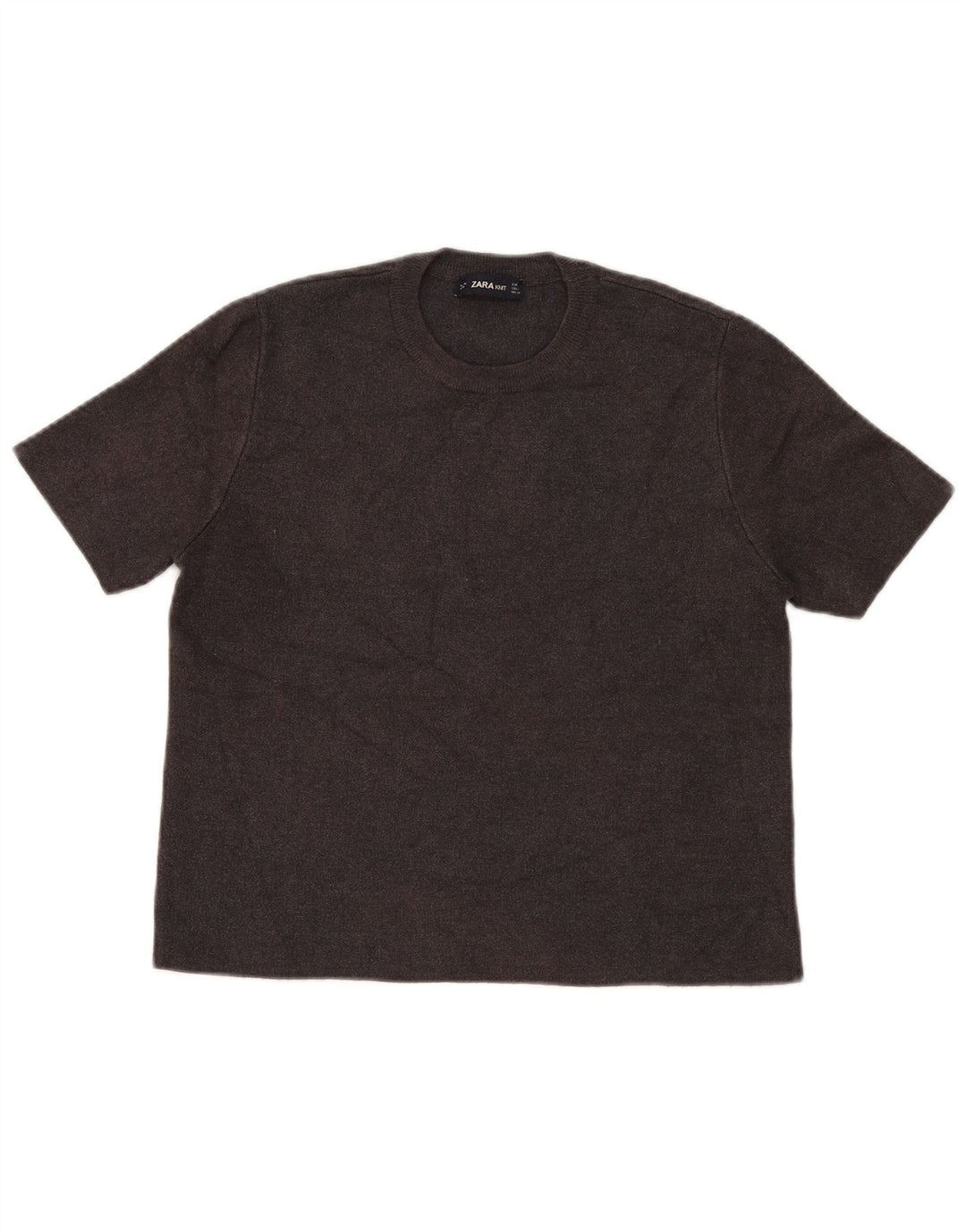 Kurzärmliger Damen-Pullover mit Rundhalsausschnitt von Zara, Gr. 14, Mittelbraun