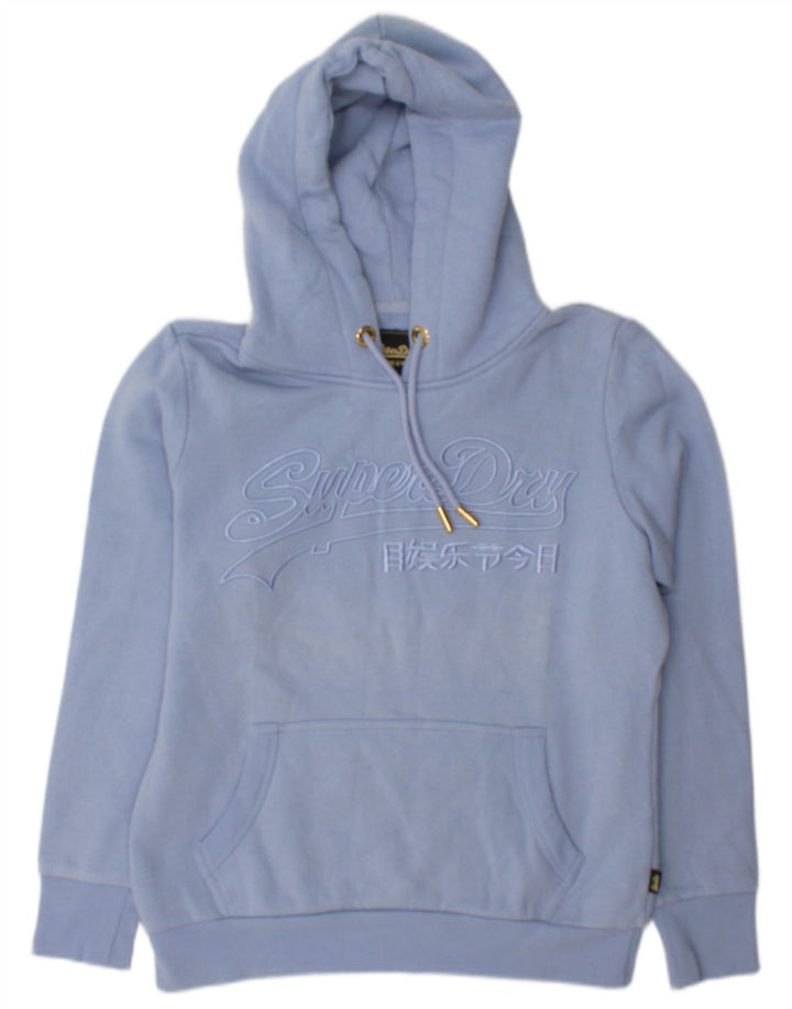 Superdry Damen Graphic Hoodie Pullover UK 12 Mittelblau