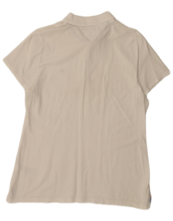 Tommy Hilfiger Damen Poloshirt UK 18 XL Weiße Baumwolle
