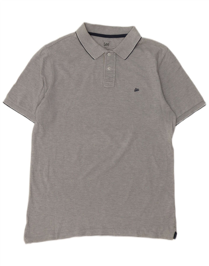 LEE Herren-Poloshirt mit normaler Passform, große graue Baumwolle