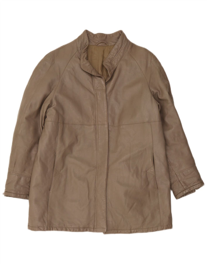 Carla Buti Damen Lederjacke IT 44 Mittelgrau