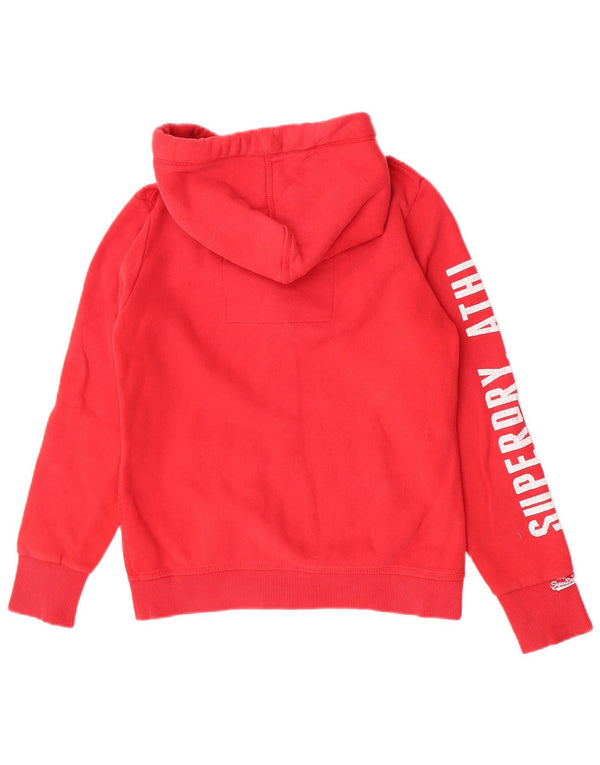 Superdry Damen-Kapuzenpullover mit grafischem Reißverschluss, UK 16, Größe L, Rot, Baumwolle