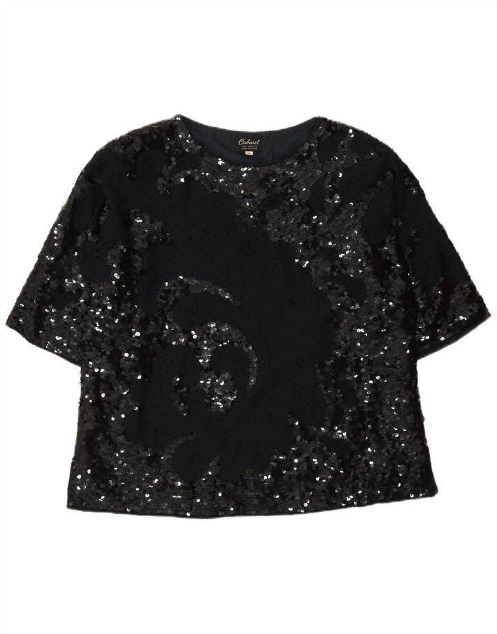 Vintage Damen Bluse Top IT 46 Large Schwarz