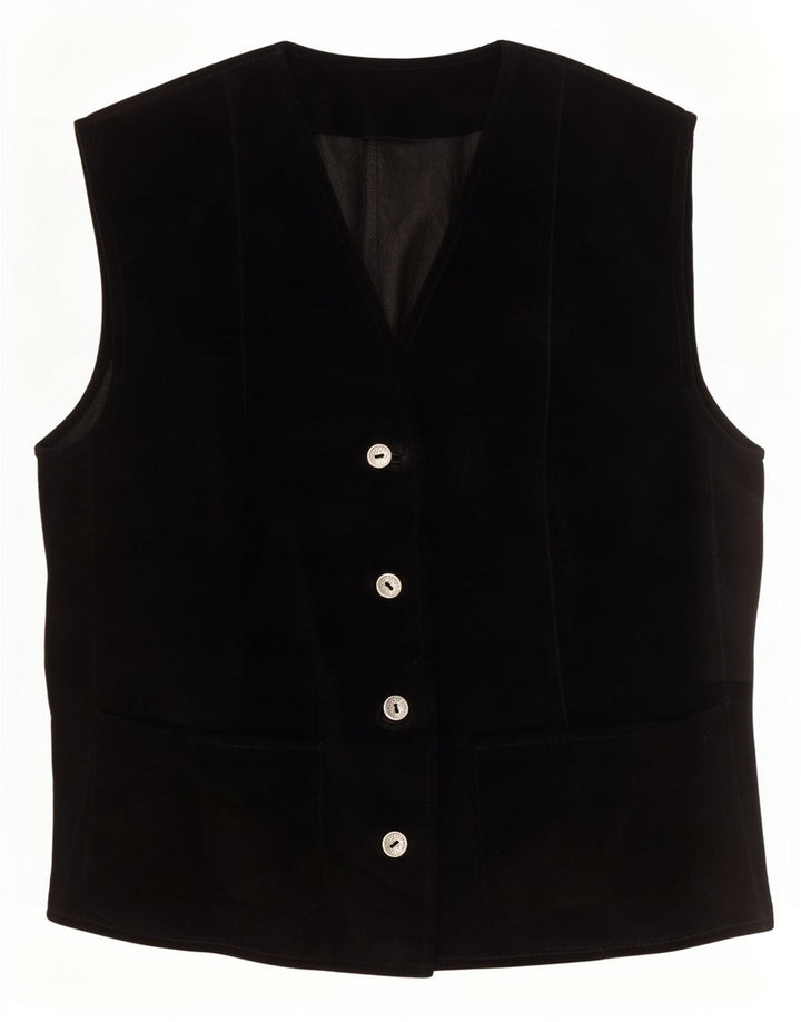 Vintage Damen Weste UK 12 Medium Schwarz