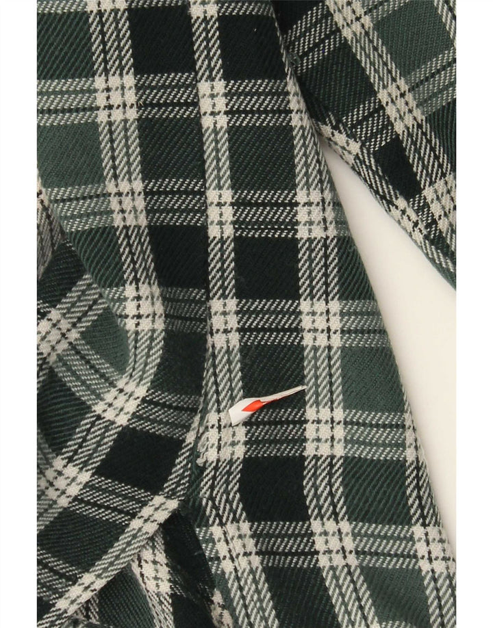 Brugi Herren-Overshirt mit durchgehendem Reißverschluss, Flanellhemd, klein, grün kariert, Acryl