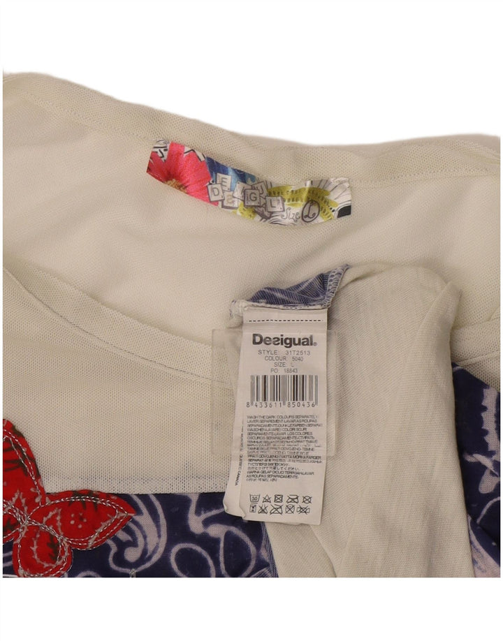 Desigual Womens Graphic Vest Top UK 14 Large Weiß Paisley Polyester