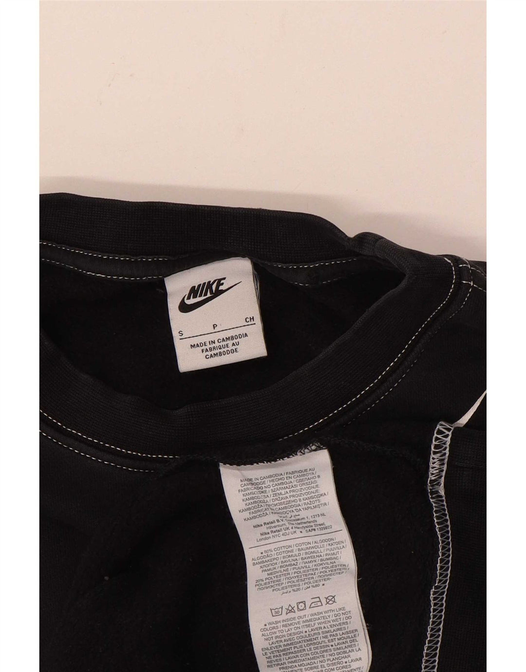 Nike Herren Graphic Loose Fit Sweatshirt Pullover Small Schwarz Baumwolle