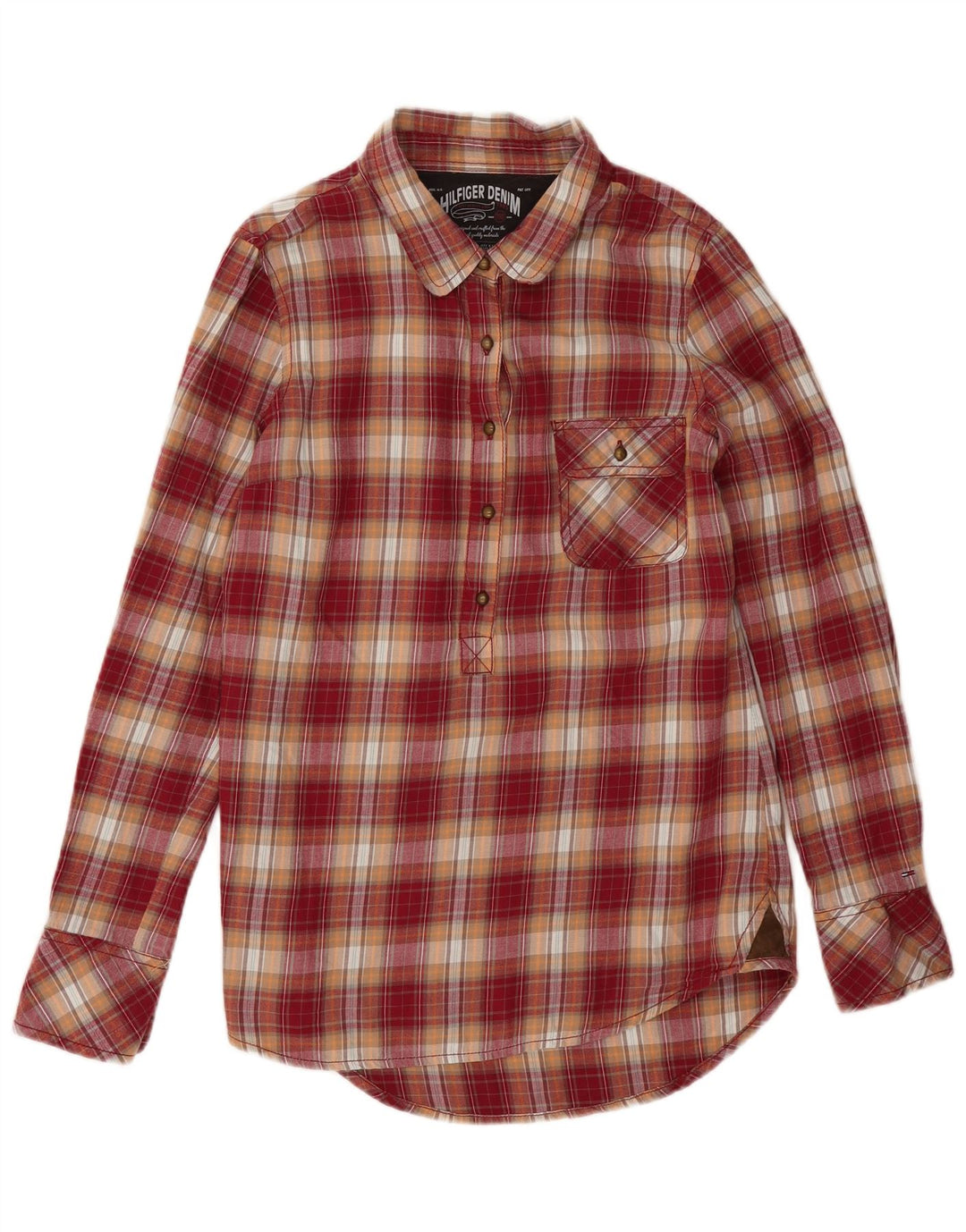 Tommy Hilfiger Damen Pullover Flanellhemd UK 16 Große rot karierte Baumwolle