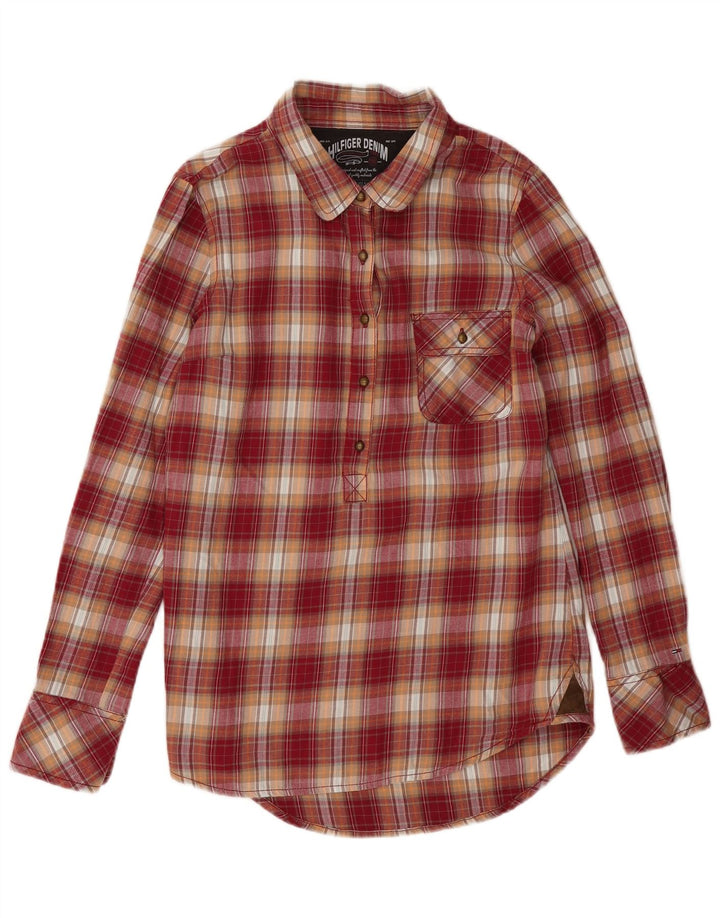 Tommy Hilfiger Damen Pullover Flanellhemd UK 16 Große rot karierte Baumwolle