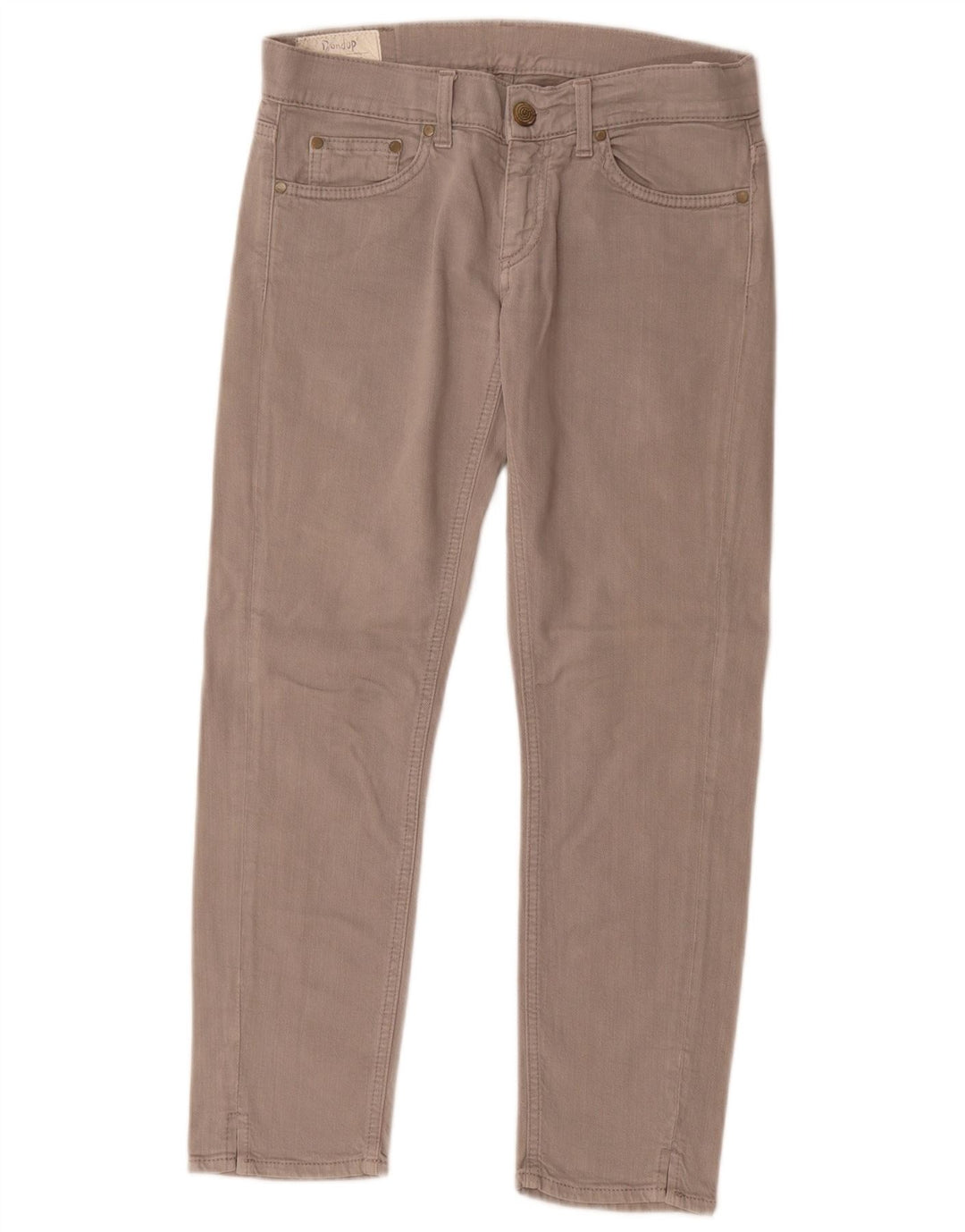 Dondup Damen Crop Slim Jeans W27 L26 Graue Baumwolle