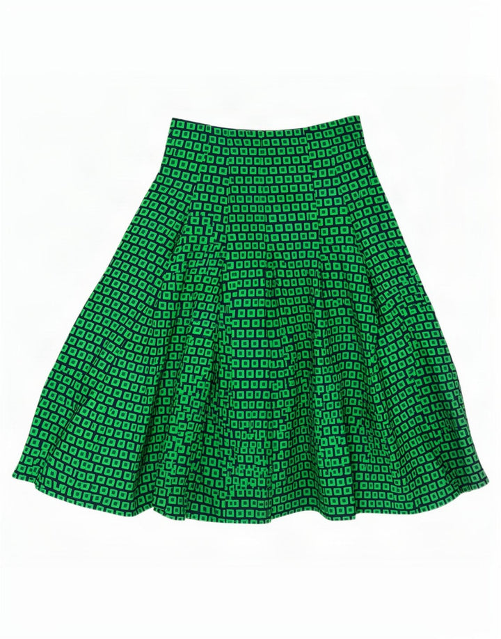 Vintage Damen A-Linienrock EU 40 Medium W28 Grün Geometrisch Polyester
