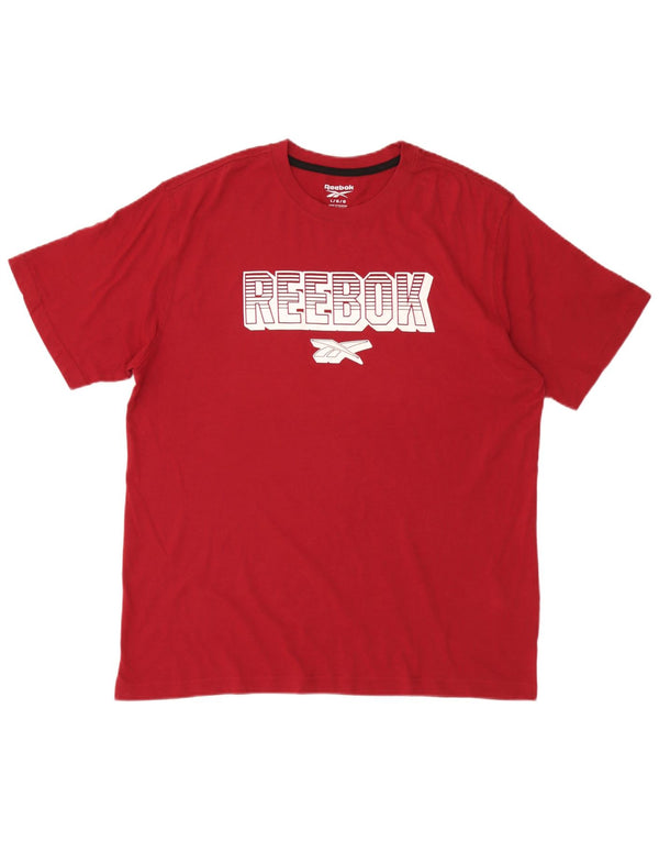 Reebok Herren Grafik-T-Shirt-Oberteil, groß, rote Baumwolle