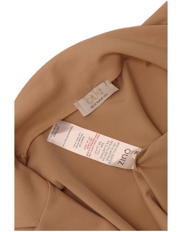 Quiz Damen-Blazer mit 3/4-Ärmeln, offen, UK 12, Mittelbeige, Polyester