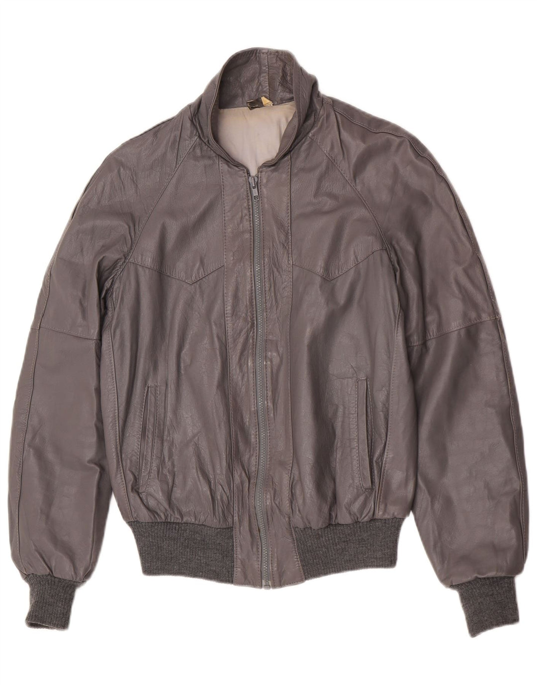 Vintage Herren Lederjacke IT 48 Mittelgraues Leder