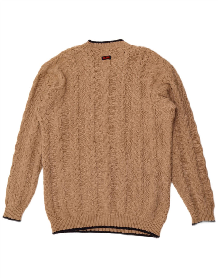 Slam Herren-Pullover mit V-Ausschnitt, XL, beige Wolle