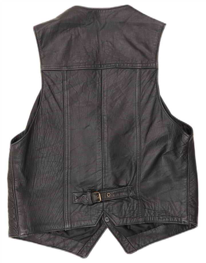 Vintage Herrenweste Mittelgroßes schwarzes Leder
