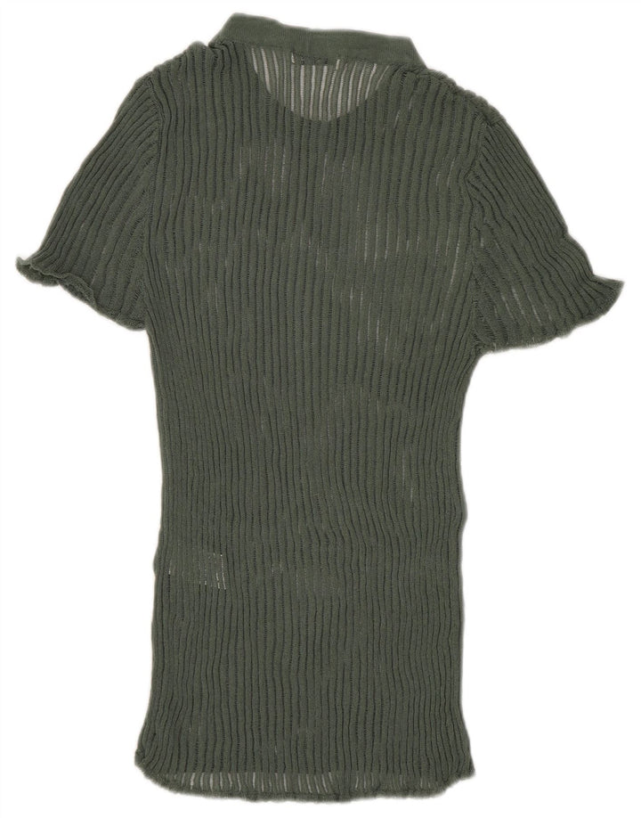 Zara Damen Strickblusenoberteil UK 8 Small Grüne Viskose