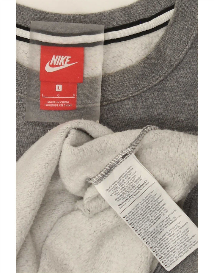 Nike Herren-Sweatshirt mit Grafik, groß, graue Farbblock-Baumwolle
