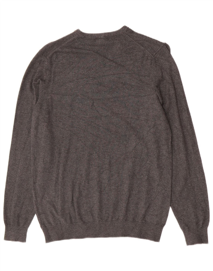 Zara Herren-Pullover mit V-Ausschnitt, kleine graue Viskose