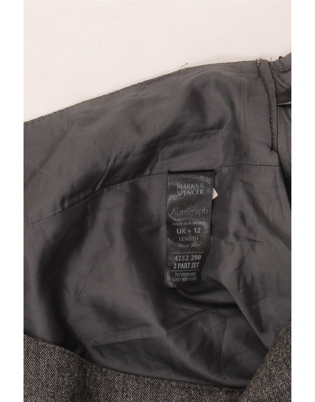 Marks & Spencer Damen A-Linienrock UK 12 Medium W32 Grau meliert Schurwolle