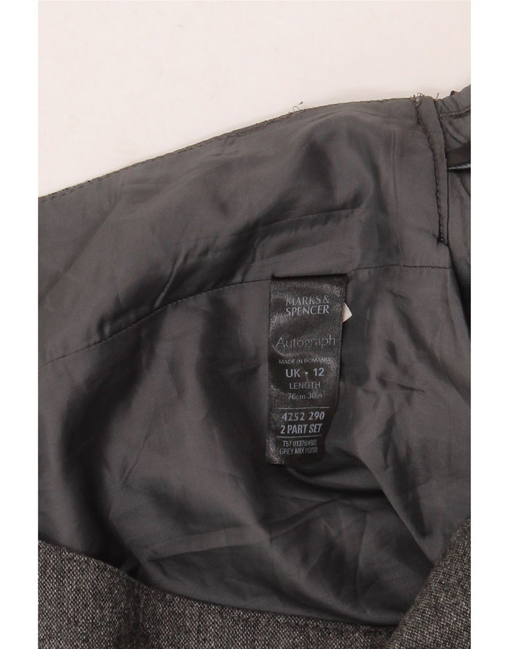 Marks & Spencer Damen A-Linienrock UK 12 Medium W32 Grau meliert Schurwolle