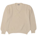 Giramondo Damen-Pullover mit V-Ausschnitt, UK 12, mittelweiße Baumwolle