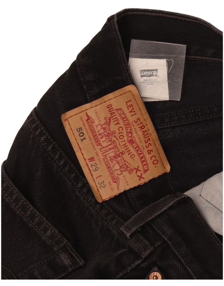 Levi's Damen 501 Straight Jeans W29 L28 Schwarze Baumwolle
