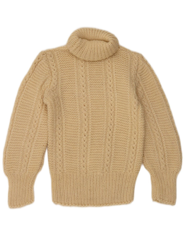 Vintage Damen Rollkragenpullover Pullover UK 2 2XS Beige