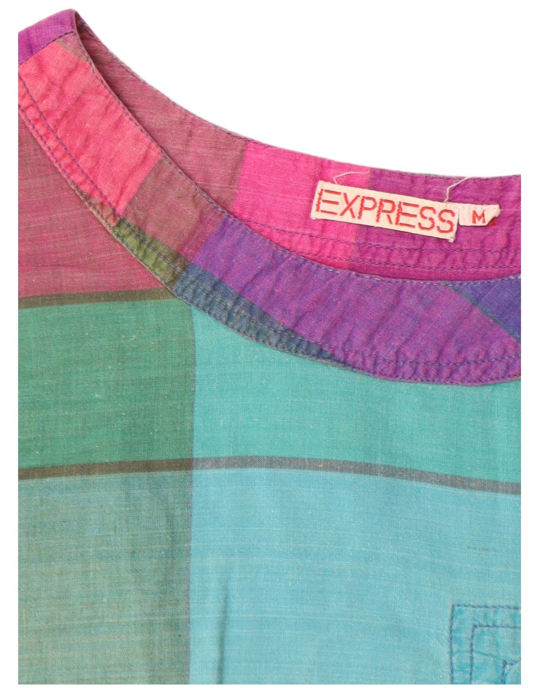 Express Damen-Blusenoberteil, Größe M, mehrfarbig, kariert, Baumwolle, UK 44