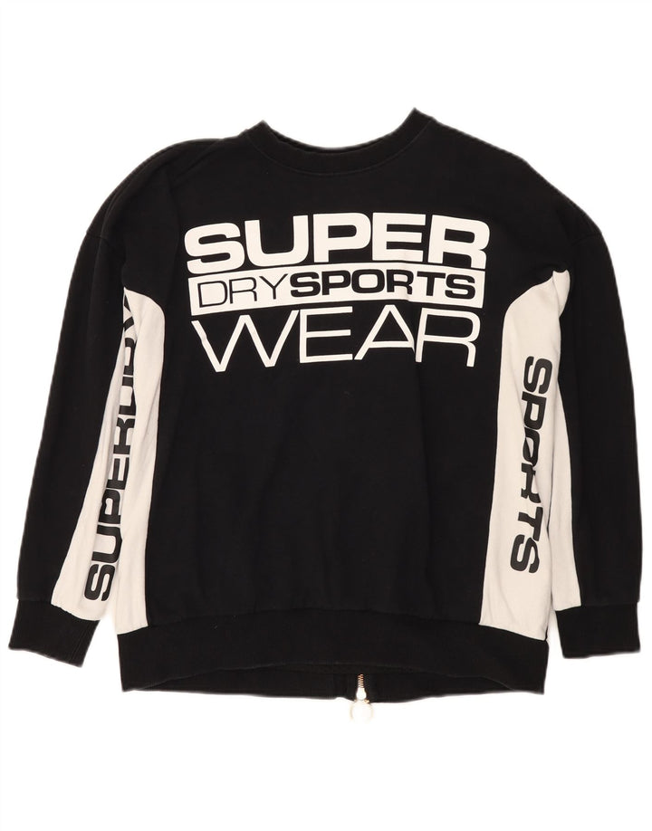 Superdry Grafik-Sweatshirtpullover für Damen, UK 10, Größe S, Schwarz, Farbblock