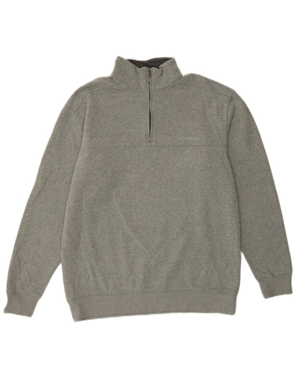 Columbia Damen-Sweatshirt mit Reißverschluss am Hals, UK 14, mittelgraue Baumwolle