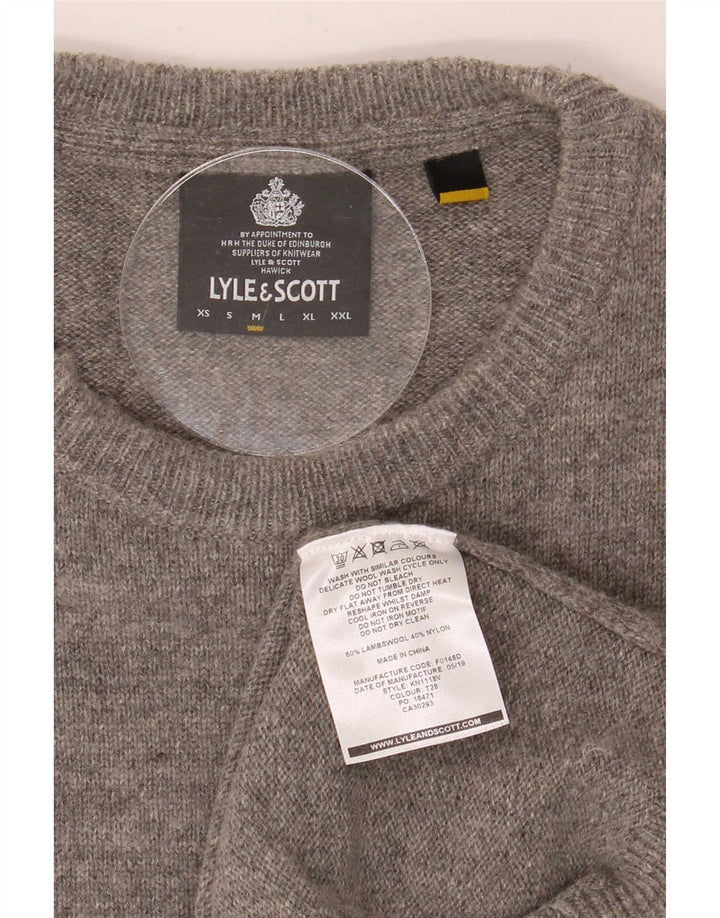 Lyle & Scott Herren-Pullover mit Rundhalsausschnitt, mittelgrau gefleckte Lammwolle