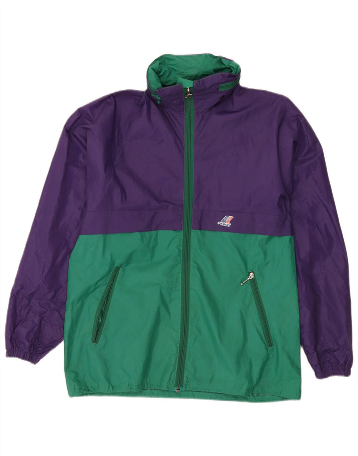 K-Way Herren-Regenjacke mit Kapuze, UK 38, Mittelviolett, Colourblock-Polyamid