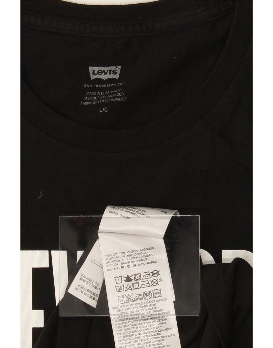 LEVI'S Mens Graphic T-Shirt Top Large Black Cotton Vintage Levi's and Second-Hand Levi's from Messina Hembry 