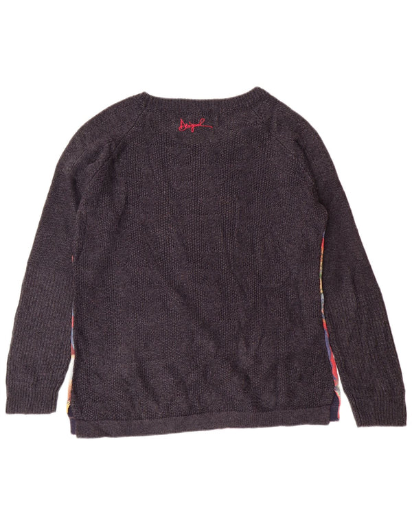 DESIGUAL Damen-Pullover mit U-Boot-Ausschnitt, UK 18, XL, grau geblümt