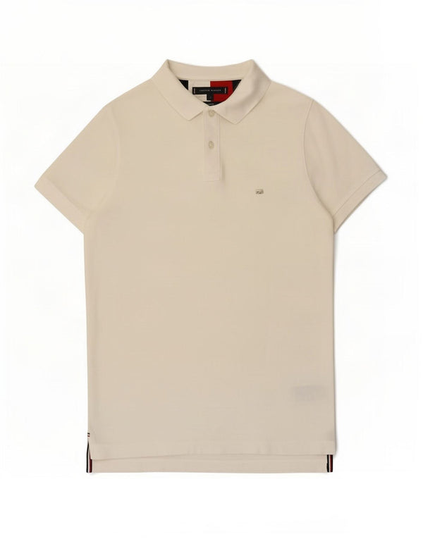 Tommy Hilfiger Herren Slim Fit Poloshirt Small Weiß Baumwolle