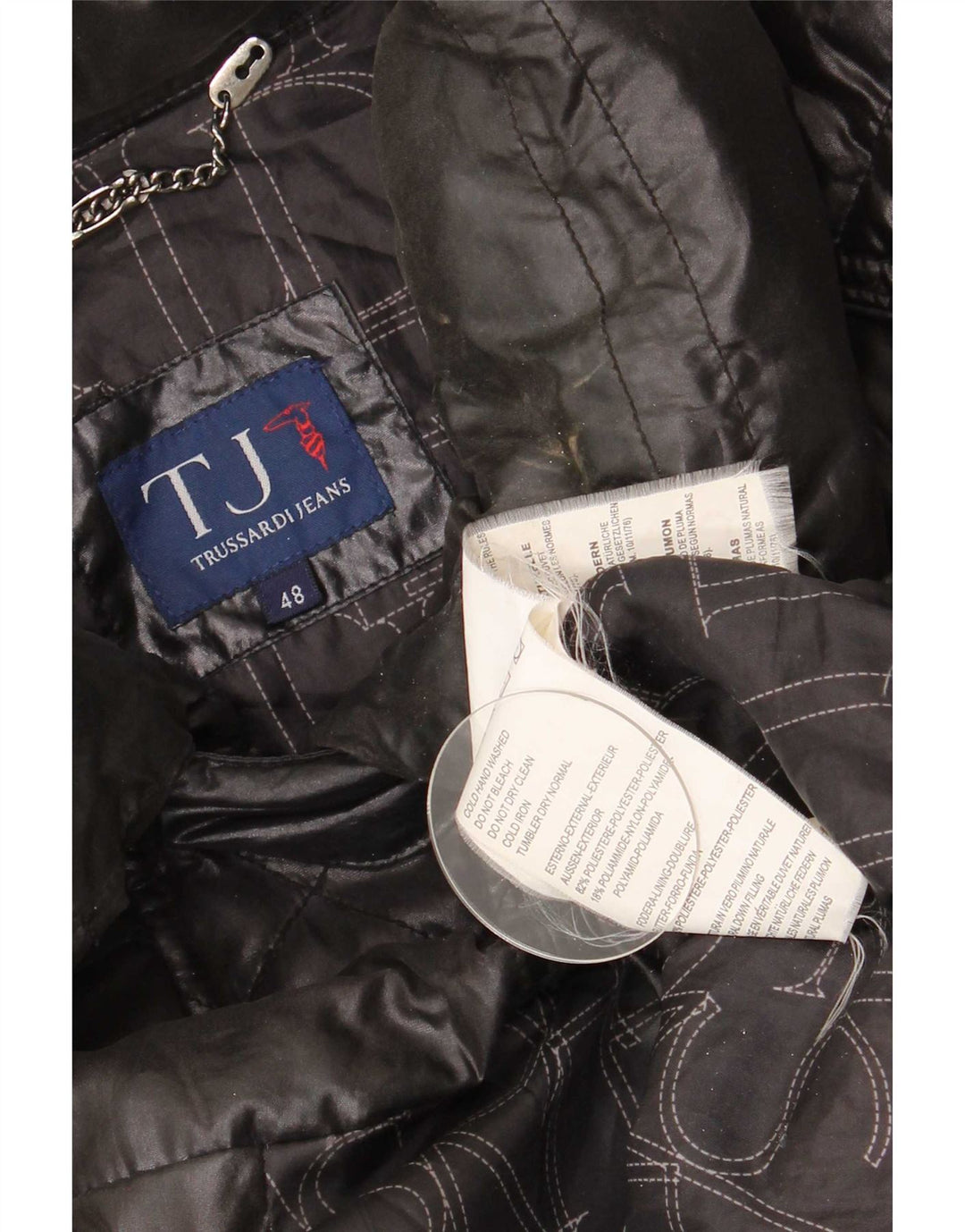 Trussardi Jeans Damen Wattierter Mantel IT 48 XL Schwarz Polyester