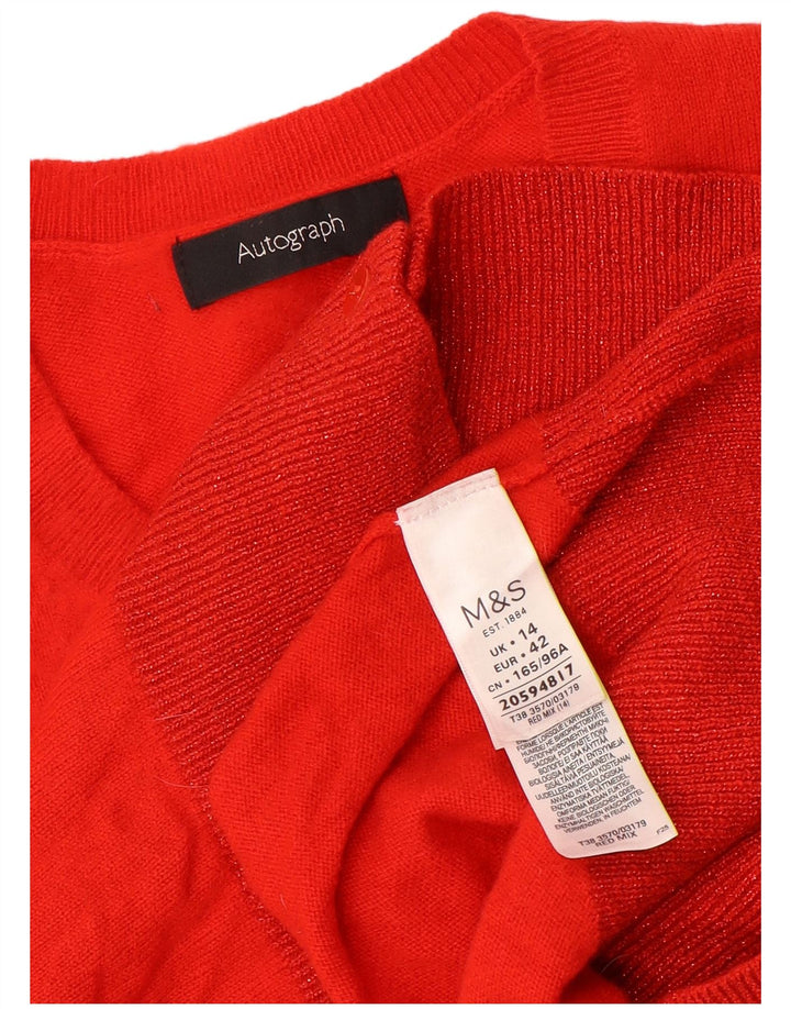 Marks & Spencer Damen-Strickjacke Autograph UK 14 Mittelroter Kaschmir