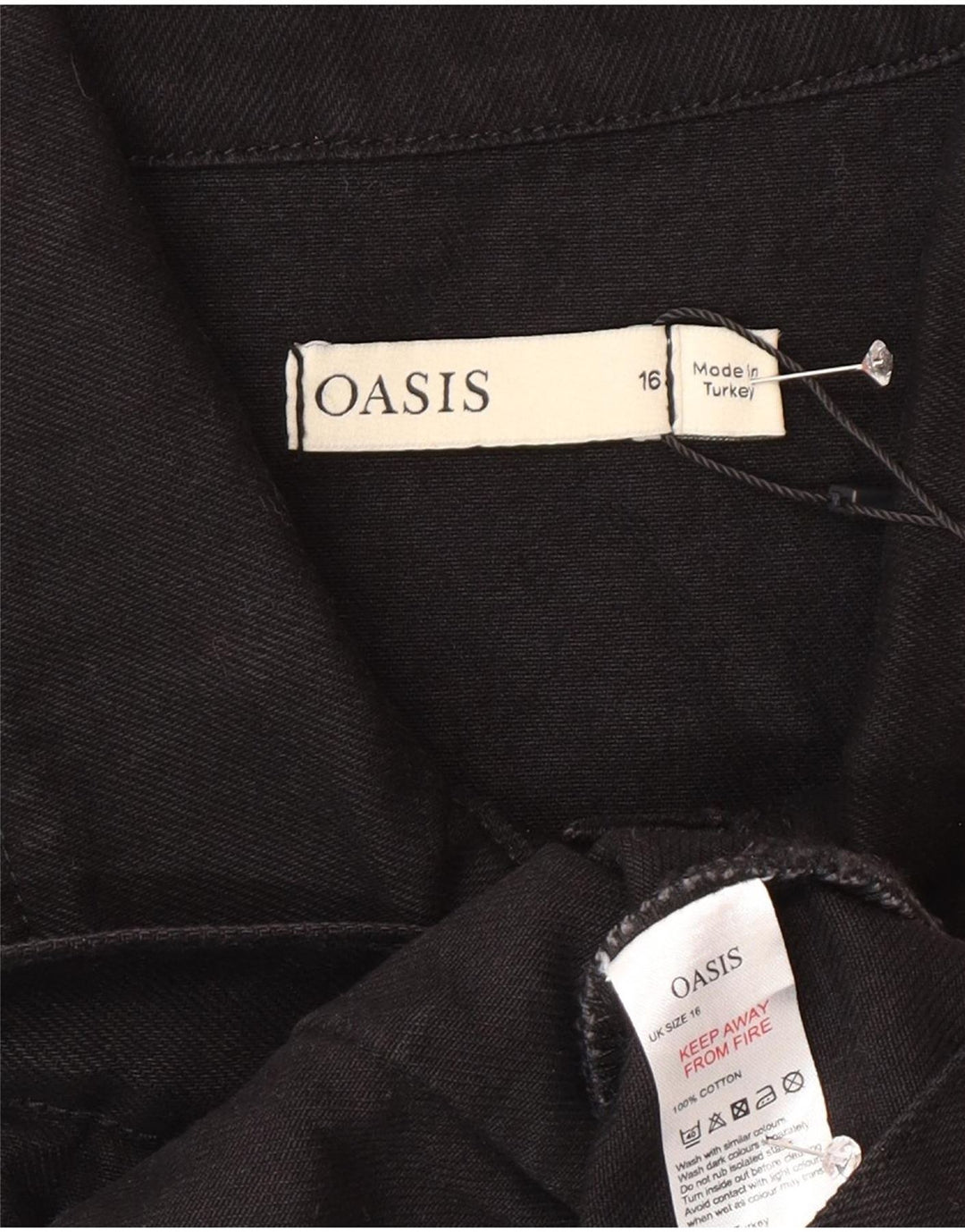 Oasis Damen Jeansweste UK 16 Large Schwarz Baumwolle