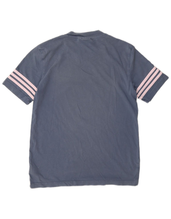 Adidas Damen Grafik T-Shirt Top UK 10 Small Blau Baumwolle