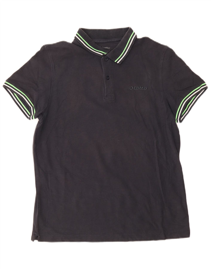 Lotto Herren-Poloshirt, mittelschwarz, gestreift, Baumwolle