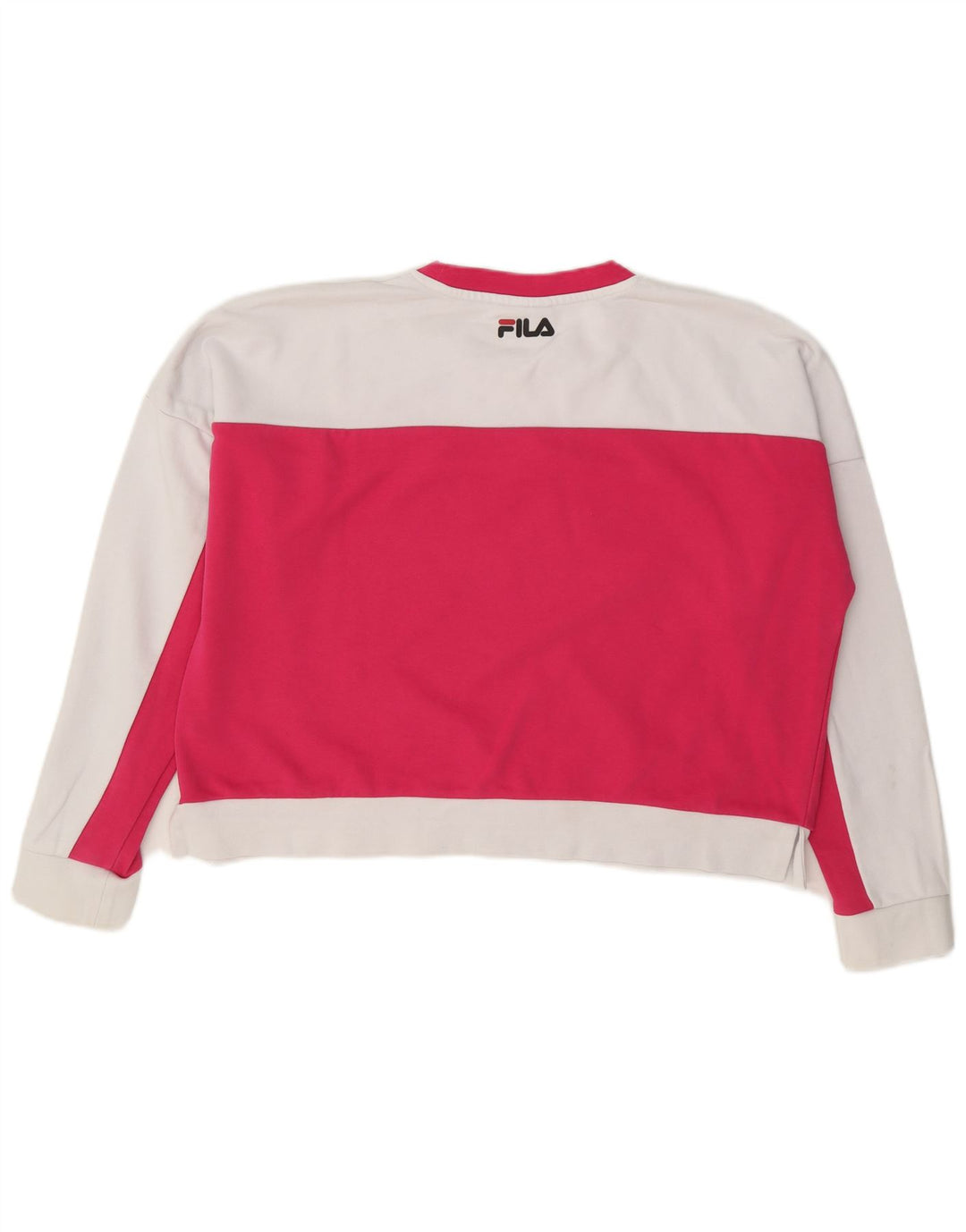 Fila Damen-Pullover, übergroßer Crop-Sweatshirt, Gr. 16, Größe L, Weiß, Farbblock